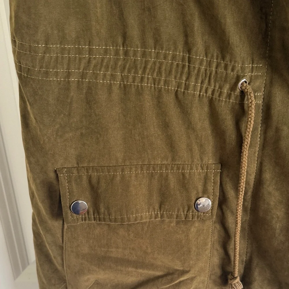 Entro Olive Green Sleeveless Aztec Utility Vest Small